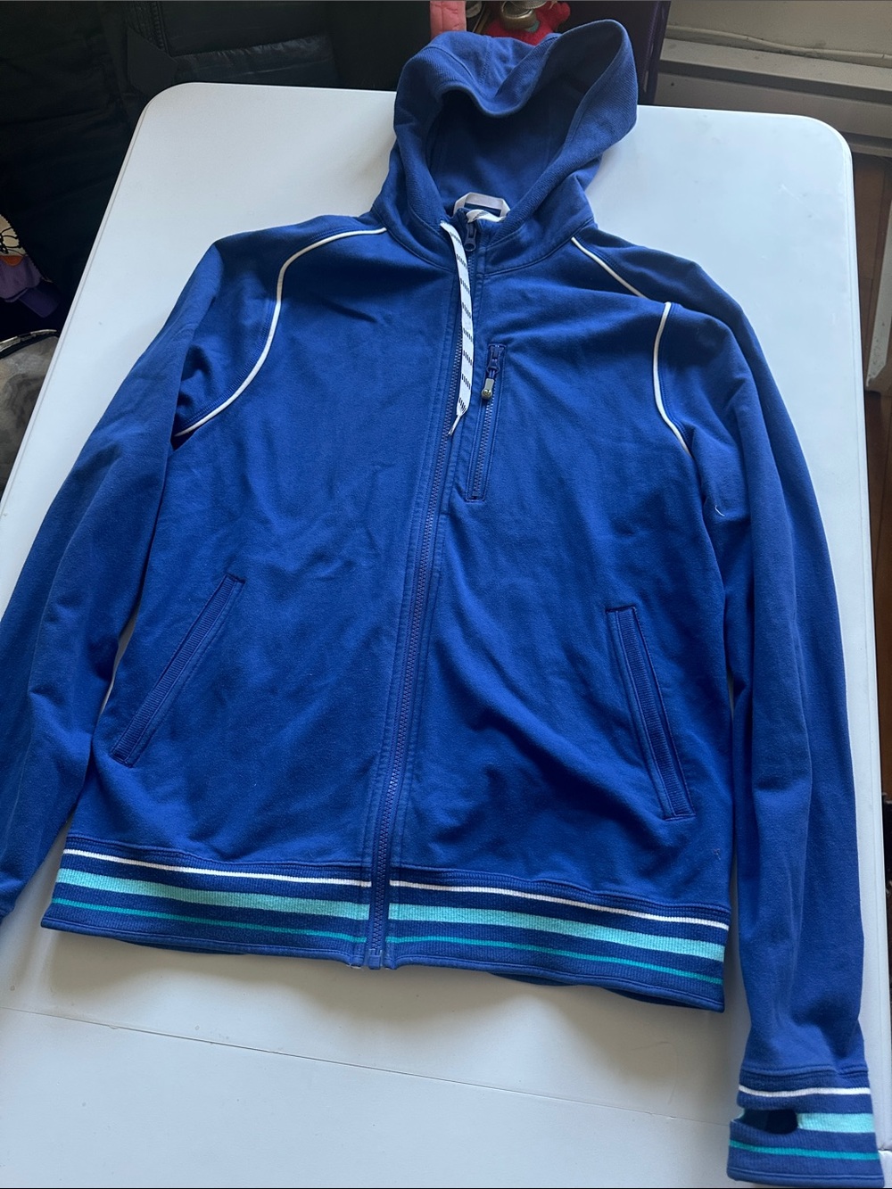 Lululemon Men's Blue Zip-Up Hoodie Sweater